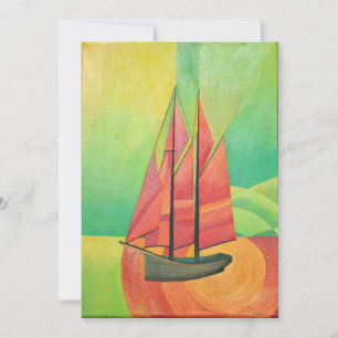 Cubist Abstract Sailing Boat Geometric Art