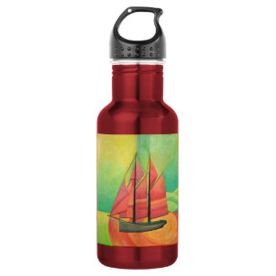 Cubist Abstract Sailing Boat Geometric Art 532 Ml Water Bottle