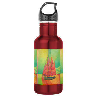 Cubist Abstract Sailing Boat Geometric Art 532 Ml Water Bottle