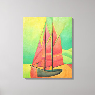Cubist Abstract Sailing Boat Geometric Art Canvas Print