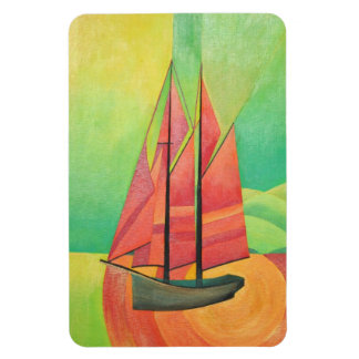 Cubist Abstract Sailing Boat Geometric Art Magnet