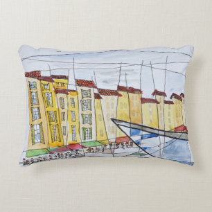Cubist Abstract Saint-Tropez, French Riviera Decorative Cushion