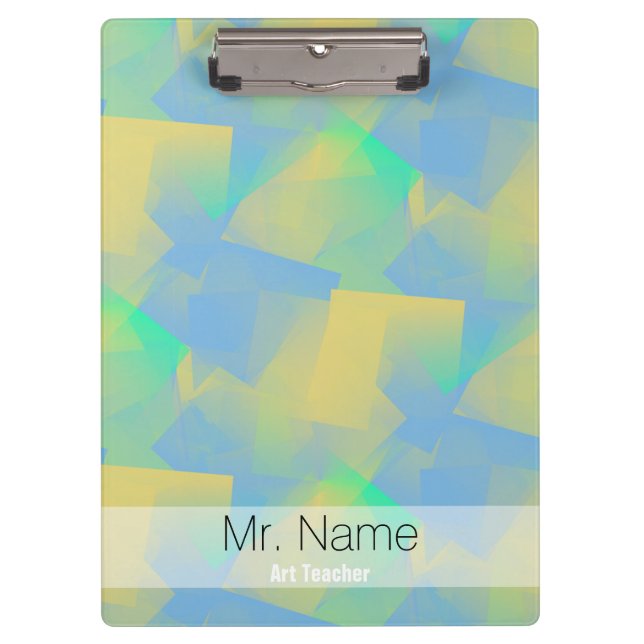 Cubist Abstract Squares pastel Name Clipboard 3 (Front)