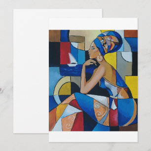 Cubist African Woman Art Card Bold Geometric Afr