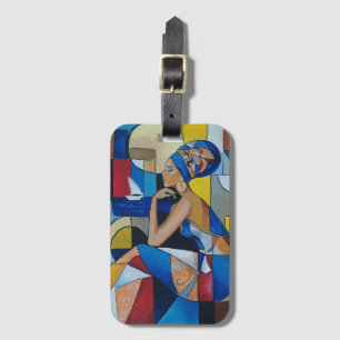 Cubist African Woman Luggage Tag   Bold Geometric 