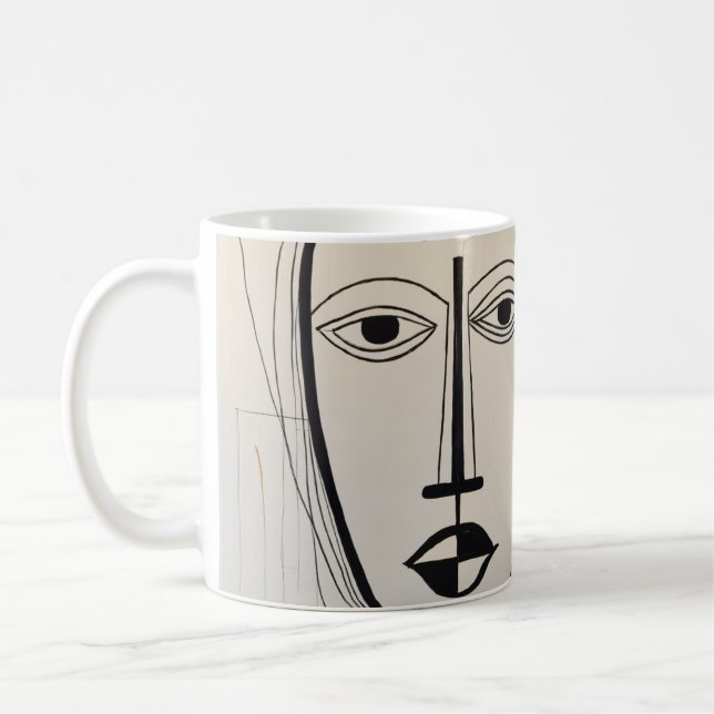 Cubist Art face Mug - Unique Abstract Design (Left)