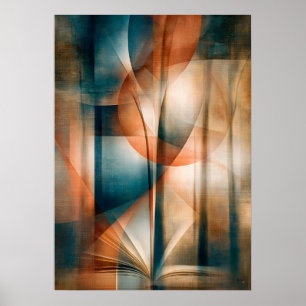 Cubist Book and Forest Art for Book Lovers Poster