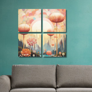 Cubist Botanical Reverie Abstract landscape Canvas Print
