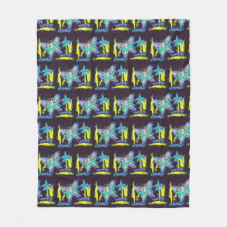 Cubist Butterflies and Flowers Fleece Blanket