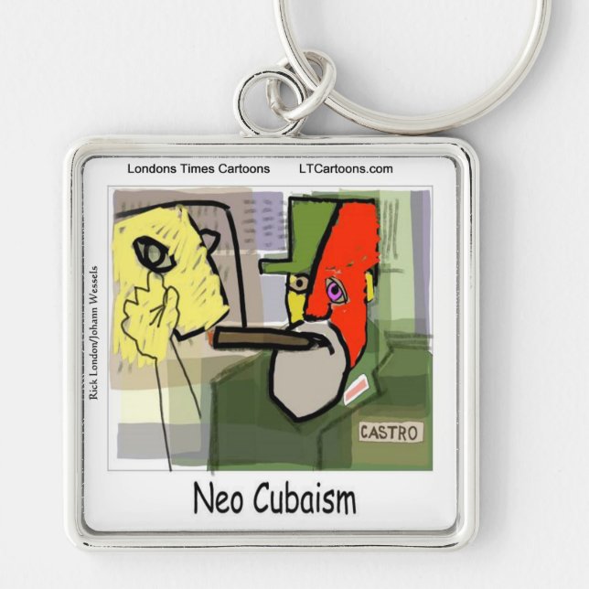 Cubist Castro NeoCubaism Funny Key Ring (Front)