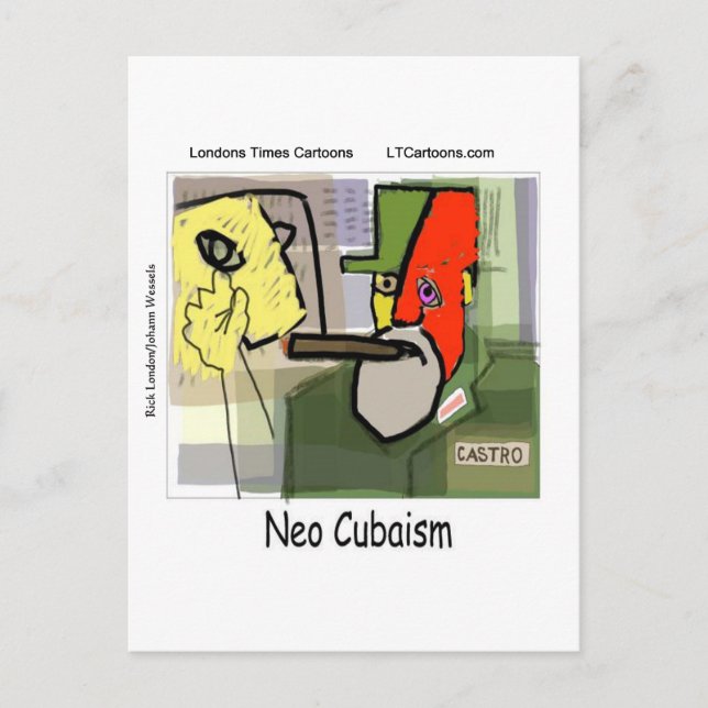Cubist Castro NeoCubaism Funny Postcard (Front)
