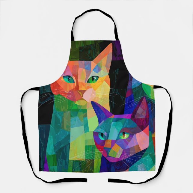 Cubist Cat Sentinels Apron (Front)