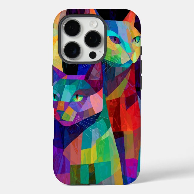 Cubist Cat Sentinels Case-Mate iPhone Case (Back)