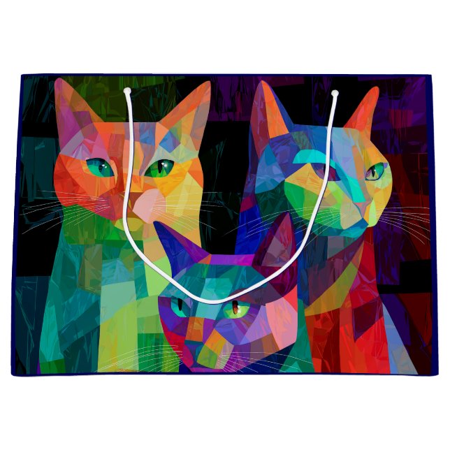 Cubist Cat Sentinels Large Gift Bag (Front)