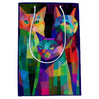 Cubist Cat Sentinels Medium Gift Bag