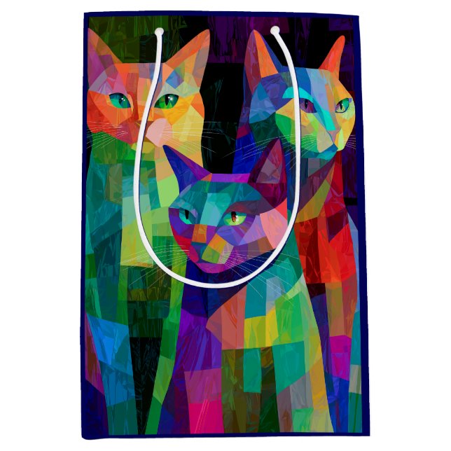 Cubist Cat Sentinels Medium Gift Bag (Front)