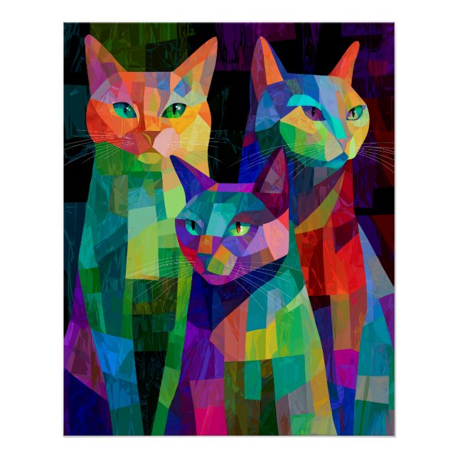 Cubist Cat Sentinels Poster (Front)