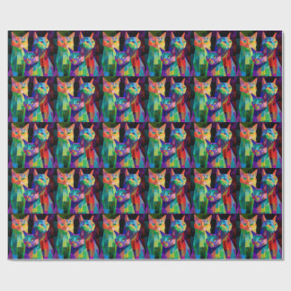 Cubist Cat Sentinels Wrapping Paper