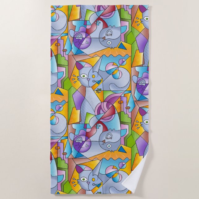 Cubist Cats - The Mininos Beach Towel (Front)