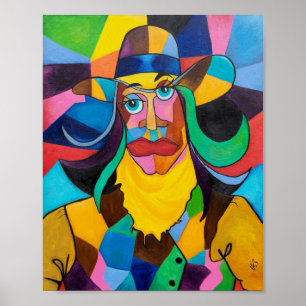 Cubist Cowgirl Pop Art Poster