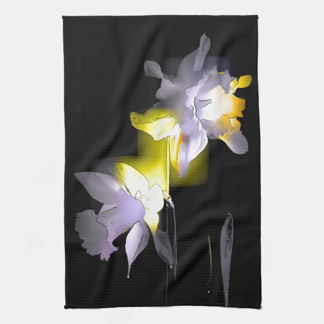 Cubist Daffodils Tea Towel (Vertical)