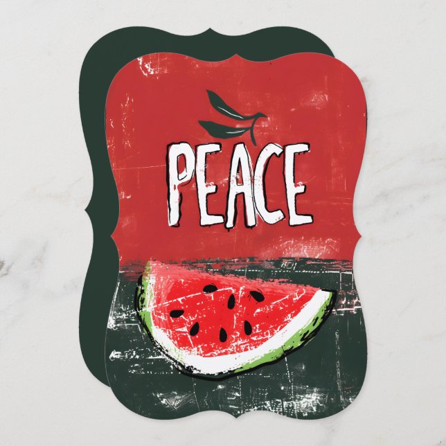 Cubist Elegance Infused with Graffiti Peace Spirit Invitation (Front/Back)