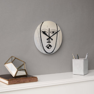 Cubist Face Art - Abstract Design Round Clock