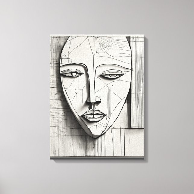 Cubist Face Stretched Canvas Print  (Front)