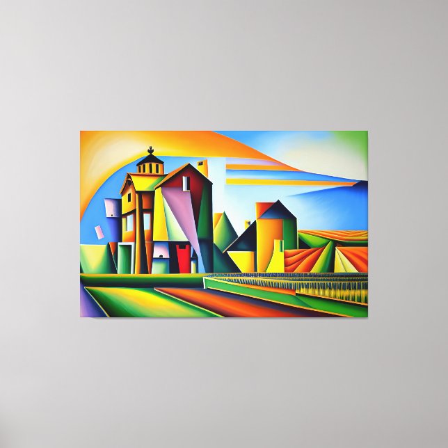 Cubist Farm Canvas Print (Front)