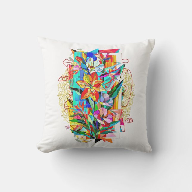 Cubist Flowers Cushion (Front)