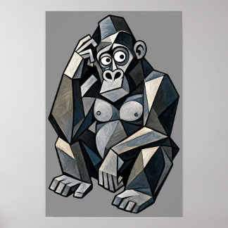 Cubist Gorilla Abstract Geometric Fine Art Poster