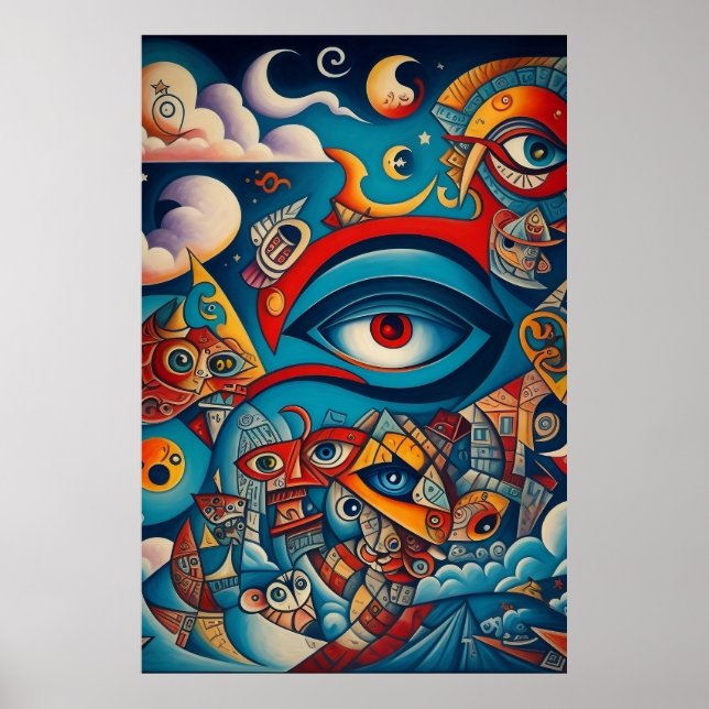 Cubist Graffiti ART- A Fusion of Art and AI Poster (Front)