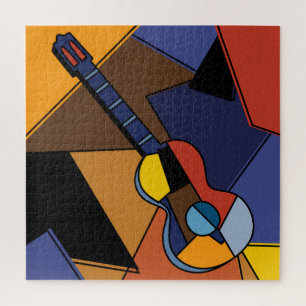 Cubist Guitar Surrealism Painting. Jigsaw Puzzle