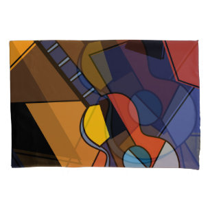 Cubist Guitar Surrealism Painting. Pillowcase
