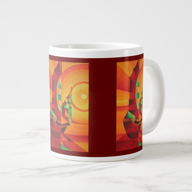 Cubist Junks On The Red Sea Large Coffee Mug (Front Right)