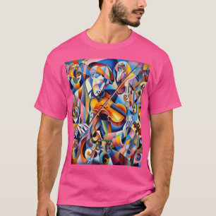 Cubist Melody: Violinist's Colourful Expression T-Shirt