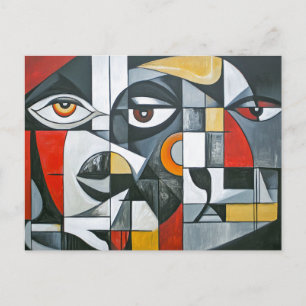 Cubist Modern Face Geometry Postcard