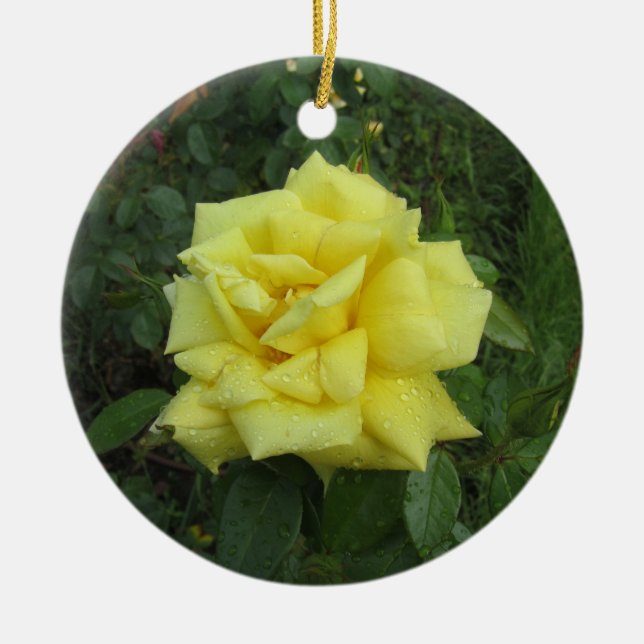Cubist Rose Ceramic Tree Decoration (Front)