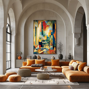 Cubist Sunlit Terrace Reinterpretation Masterpiece Poster