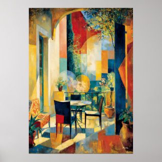 Cubist Sunlit Terrace Reinterpretation Masterpiece Poster