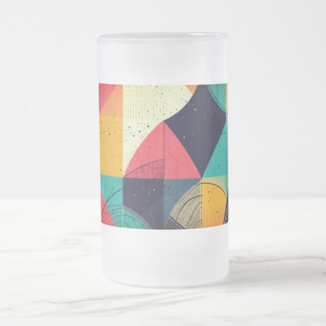 Cubistic Fish 473 mg Frosted Glass Beer Mug (Center)