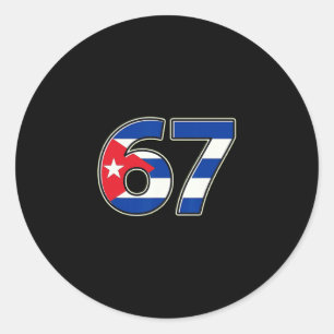 Cuby Flag Number 67 Birthday Year Classic Round Sticker
