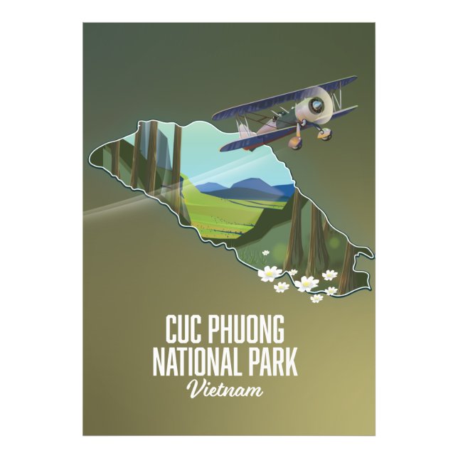 Cuc Phuong National Park Vietnam map Photo Print (Front)