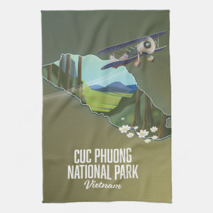 Cuc Phuong National Park Vietnam map Tea Towel