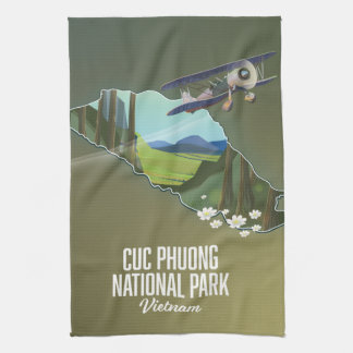 Cuc Phuong National Park Vietnam map Tea Towel