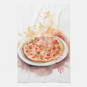 Cucina Italiana: Artistic Italian Pizza Tea Towel