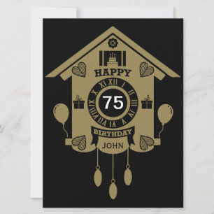 Cuckoo Clock Time 75th Birthday Card