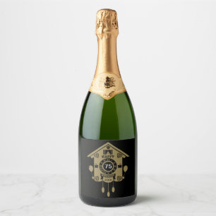 Cuckoo Clock Time 75th Birthday Sparkling Wine Label