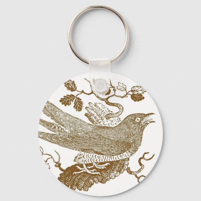 Cuckoo Woodcut Key Ring (Front)