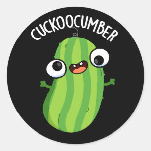 Cuckoocumber Funny Veggie Cucumber Pun Dark BG Classic Round Sticker